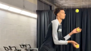 Video of Victor Wembanyama Juggling Tennis Balls Before Spurs Opener is Mesmerizing
