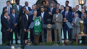 Jayson Tatum Presents Joe Biden With Celtics Jersey During White House Visit