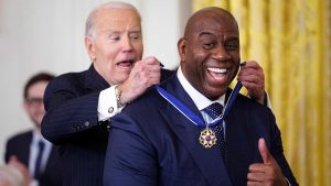 Magic Johnson Reacts to Receiving Presidential Medal of Freedom Award