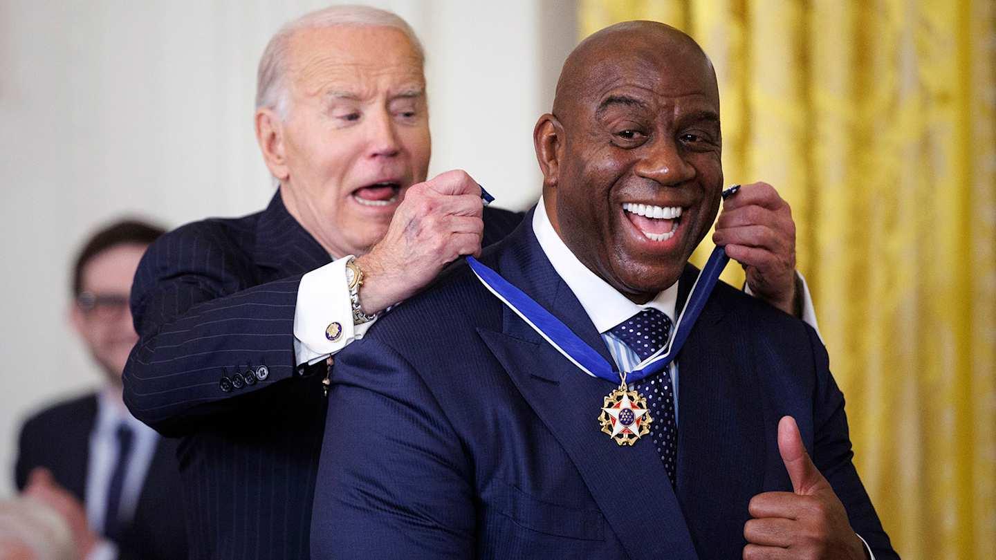 Magic Johnson Reacts to Receiving Presidential Medal of Freedom Award