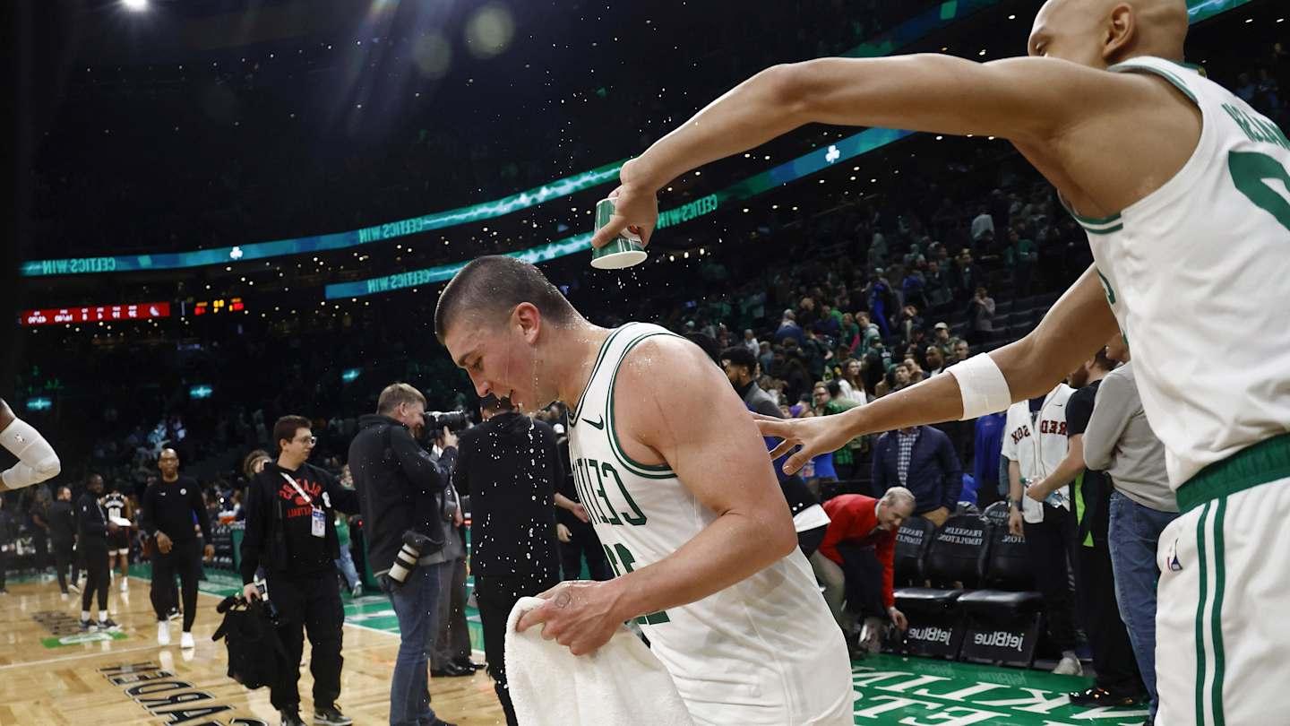 Celtics Teammates Douse Derrick White, Payton Pritchard With Water After Historic Game