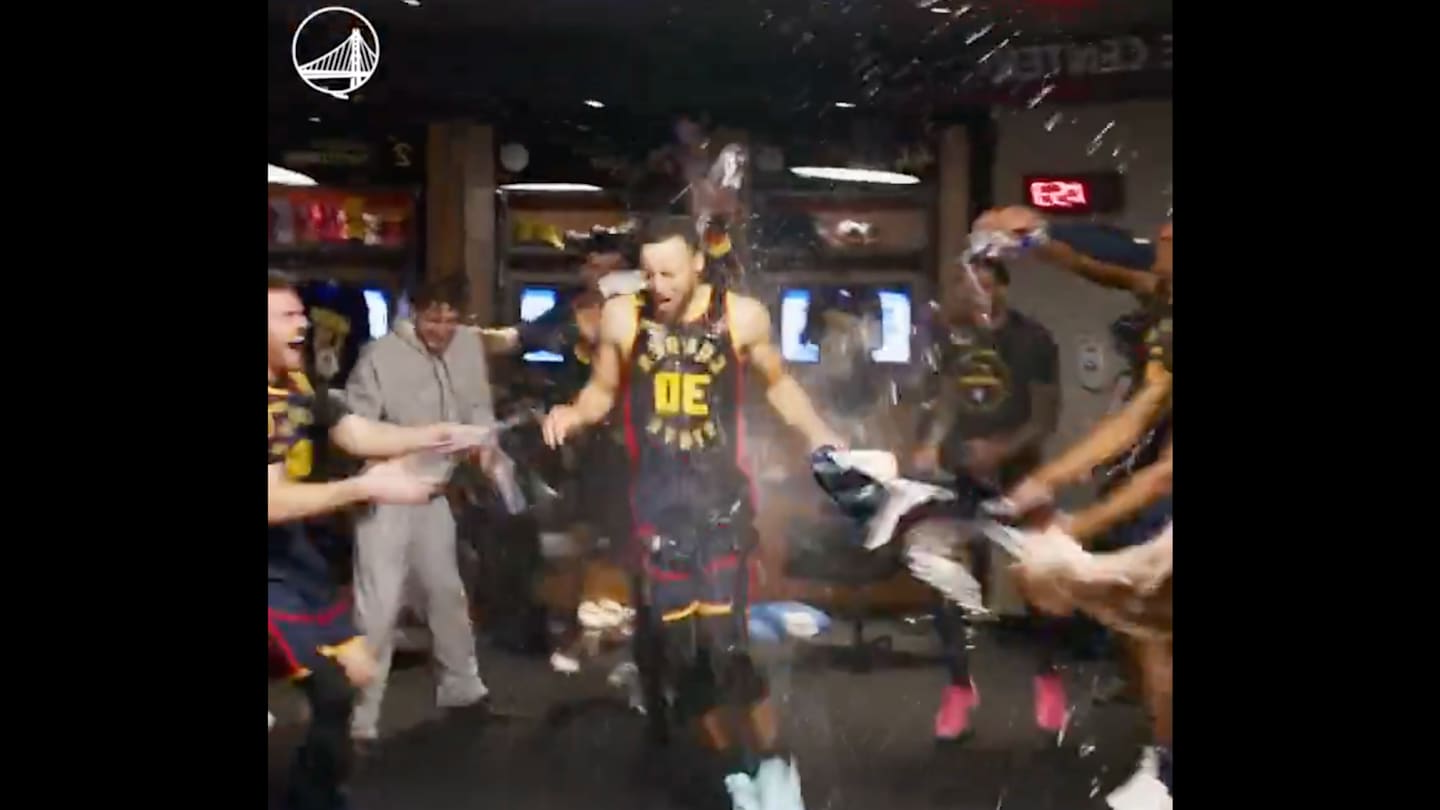 The Warriors Had an Epic Locker Room Party to Celebrate Steph Curry’s 4,000th Three