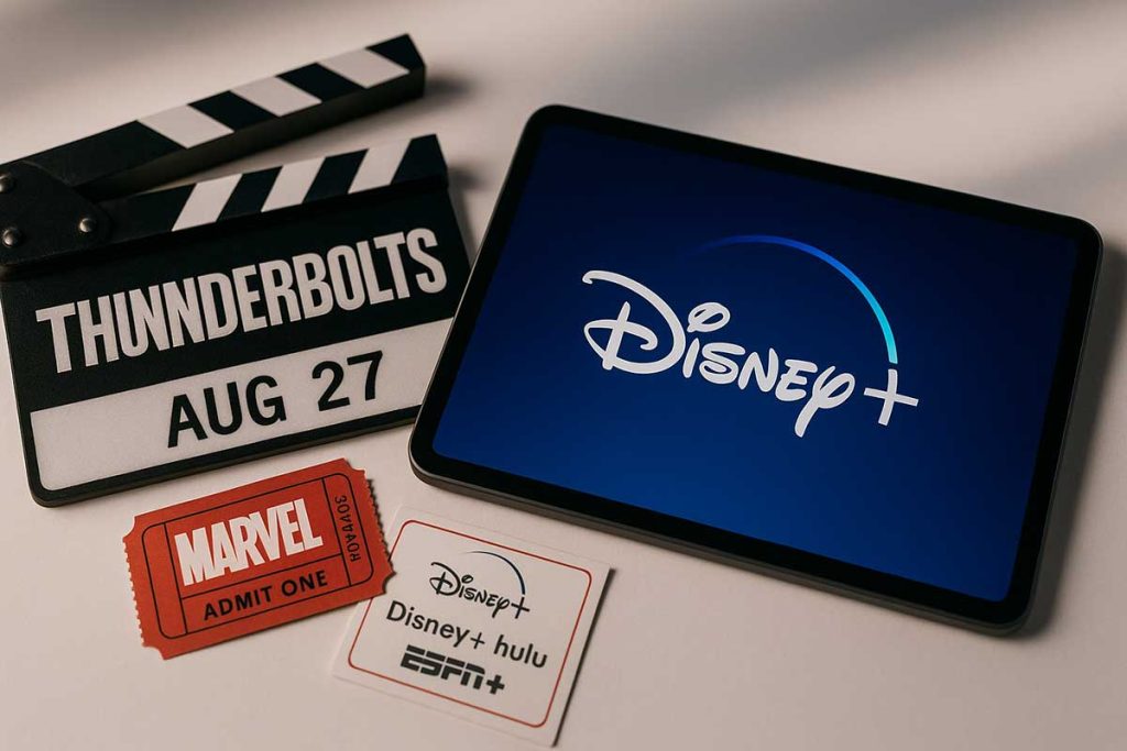 Clapboard stamped &ldquo;Thunderbolts &mdash; Aug 27