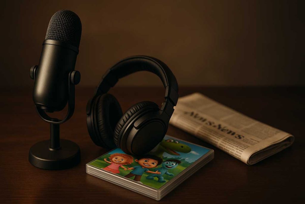 Podcast Mic and animated characters