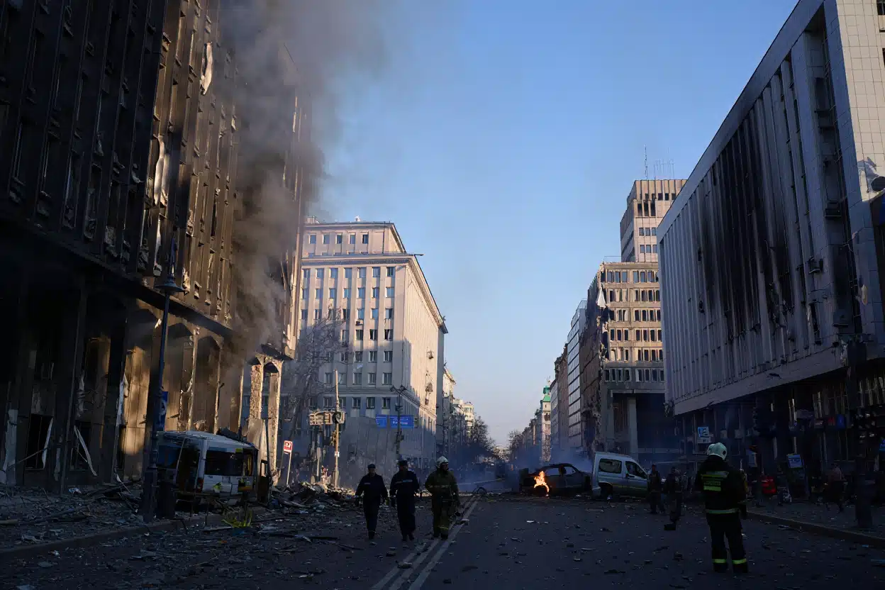 Russian missiles pound central Kyiv; EU/UK offices hit, 18+ dead