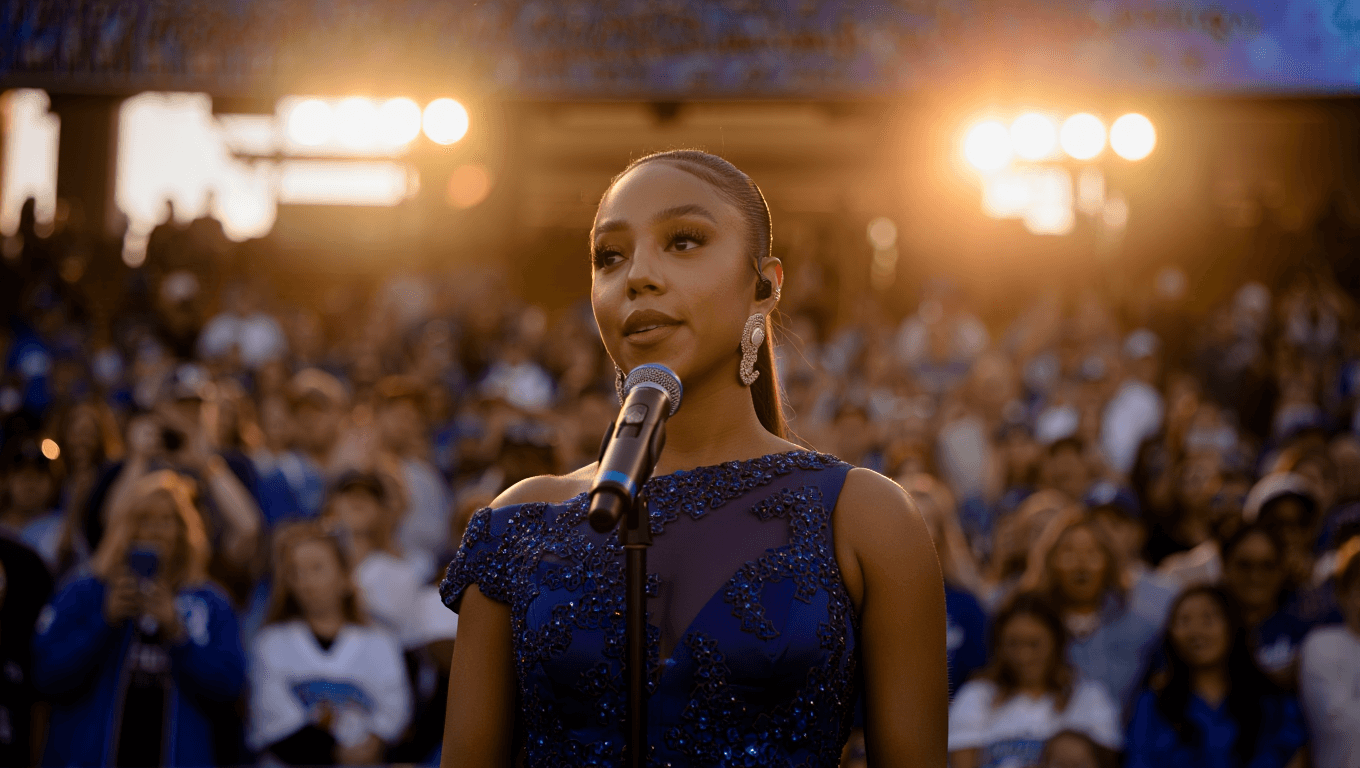 Tinashe sings national anthem at World Series Game 4 as Dodgers host Blue Jays
