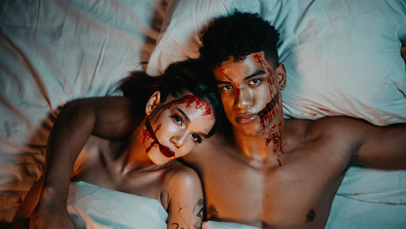 Halsey shocks with jaw-dropping bloody nude Halloween costume alongside fiancé Avan Jogia