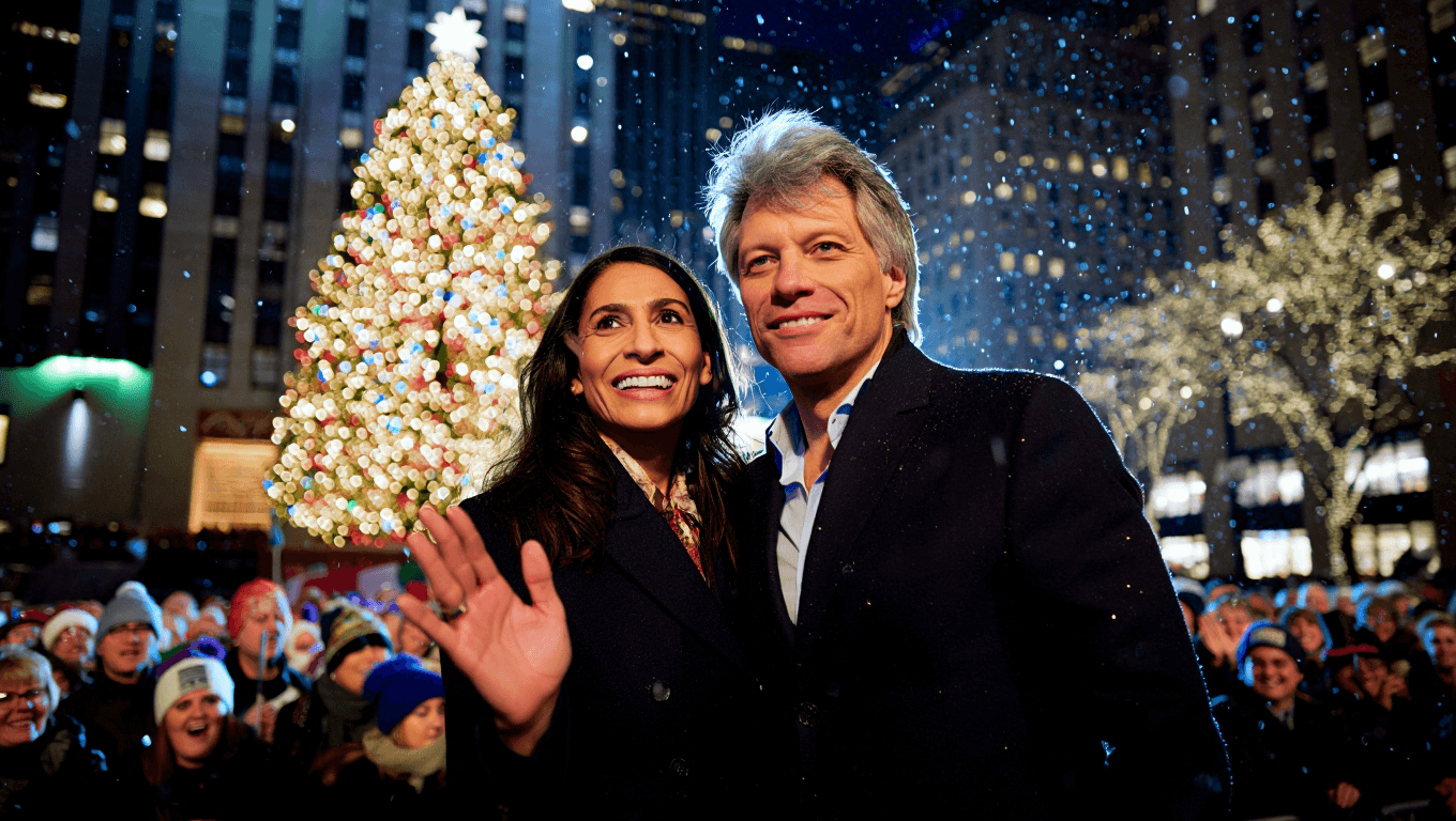 Image for Jon Bon Jovi makes shocking appearance at Christmas in Rockefeller Center