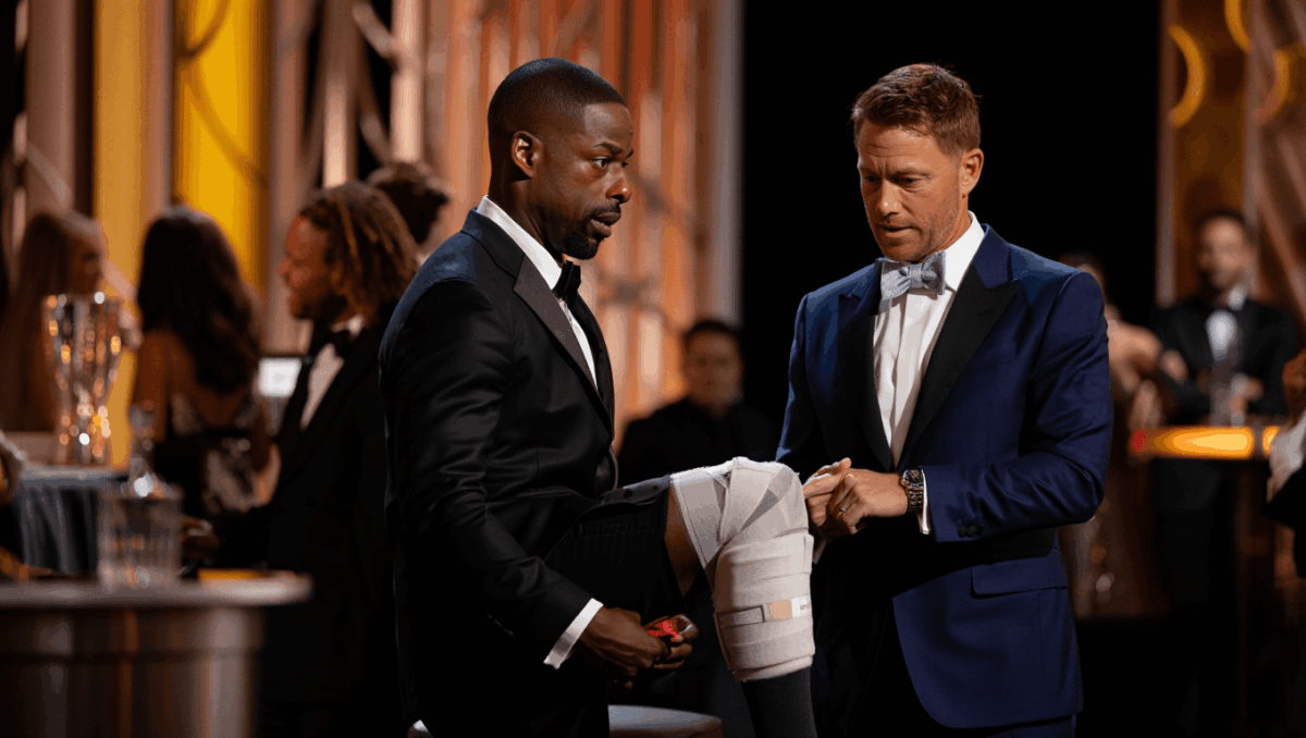 This Is Us star Sterling K. Brown shows injury recovery at Golden Globes reunion